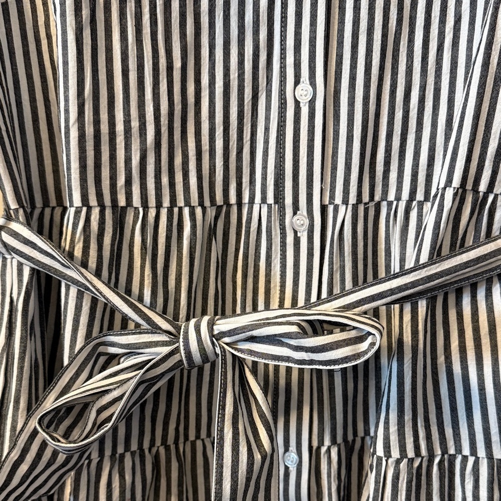 Classic Dark Grey and White Striped Maxi Dress - Picture 3 of 4